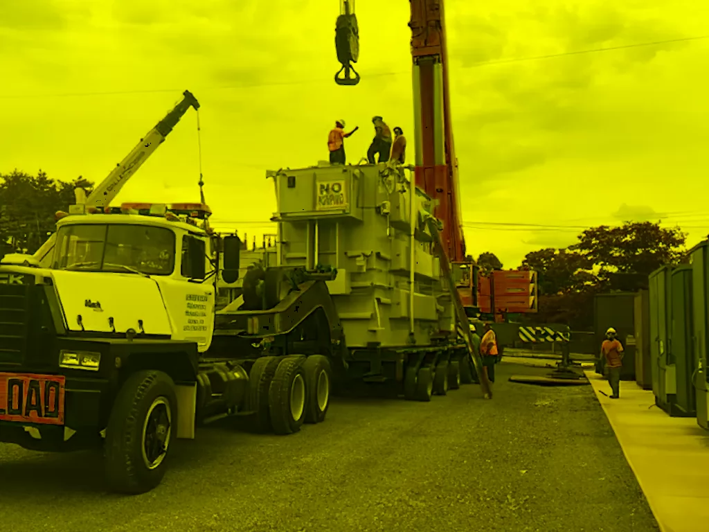 trucking company in nashville tn loading equipment with crane